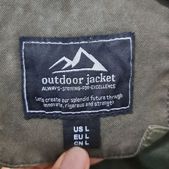 Outdoor Jacket Gorpcore Retro Utility Military Casual Jacket Olive Green Large - Picture 7 of 17